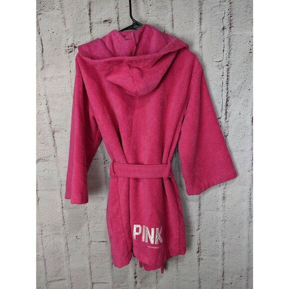 Victoria Secret Pink Y2K Terry Cloth Robe with tie Pockets Spell out on the - Picture 2 of 10